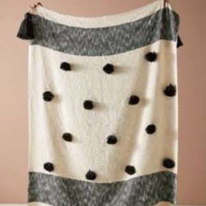 Anthropologie Zohra Blue Tassel Throw Blanket